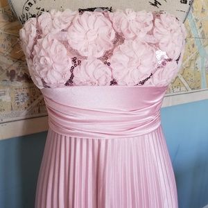 Pink Pleated Evening Gown